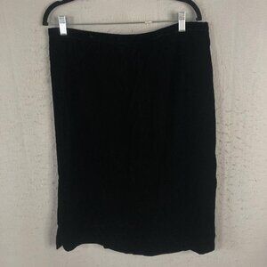 Vintage Hanae Mori Skirt Womens 14 Black Velvet Rayon Classic Pull On USA 80s
